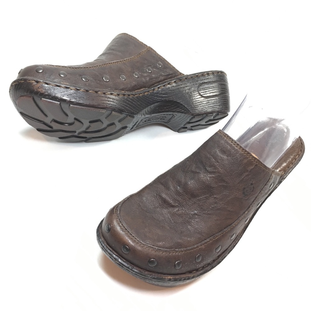 Born Shoe Mule Marley Leather Dark Brown Size 9